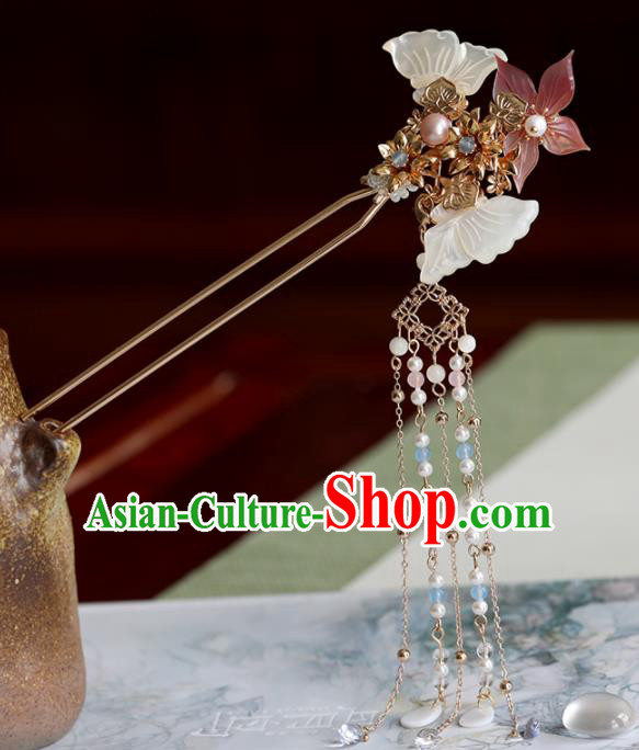 Chinese Traditional Hanfu Hair Accessories Ancient Princess Shell Butterfly Tassel Hairpins for Women