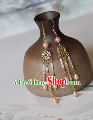 Chinese Traditional Hanfu Ear Accessories Ancient Princess Pearls Earrings for Women