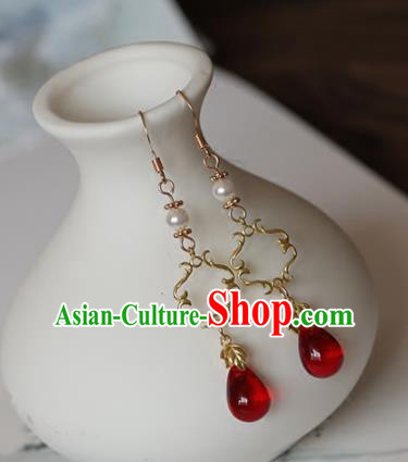 Chinese Traditional Hanfu Ear Accessories Ancient Princess Agate Earrings for Women