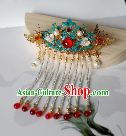 Chinese Ancient Princess Agate Tassel Hairpins Traditional Hanfu Hair Accessories for Women