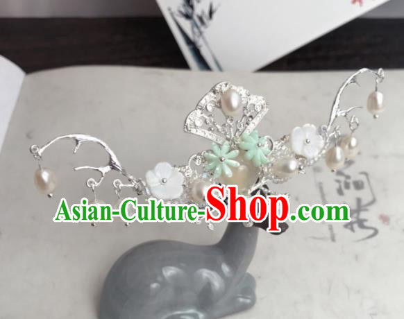 Chinese Ancient Princess Hairpins Pearls Hair Crown Traditional Hanfu Hair Accessories for Women