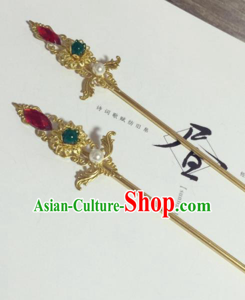 Chinese Ancient Princess Brass Hairpins Traditional Hanfu Hair Accessories for Women