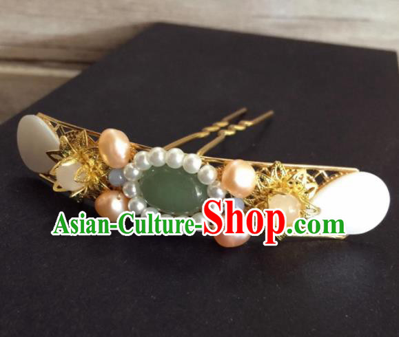 Chinese Ancient Princess Shell Pearls Hairpins Traditional Hanfu Hair Accessories for Women