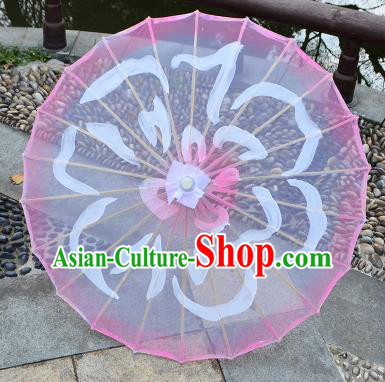 Chinese Ancient Drama Prop Paper Umbrella Traditional Handmade Printing Pink Umbrellas
