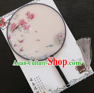 Chinese Traditional Palace Fans Ancient Princess Printing Magnolia Round Fans for Women