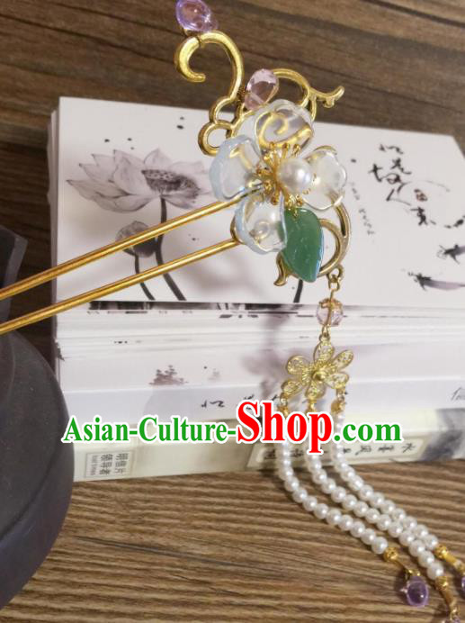 Chinese Ancient Princess Beads Tassel Hairpins Traditional Hanfu Hair Accessories for Women