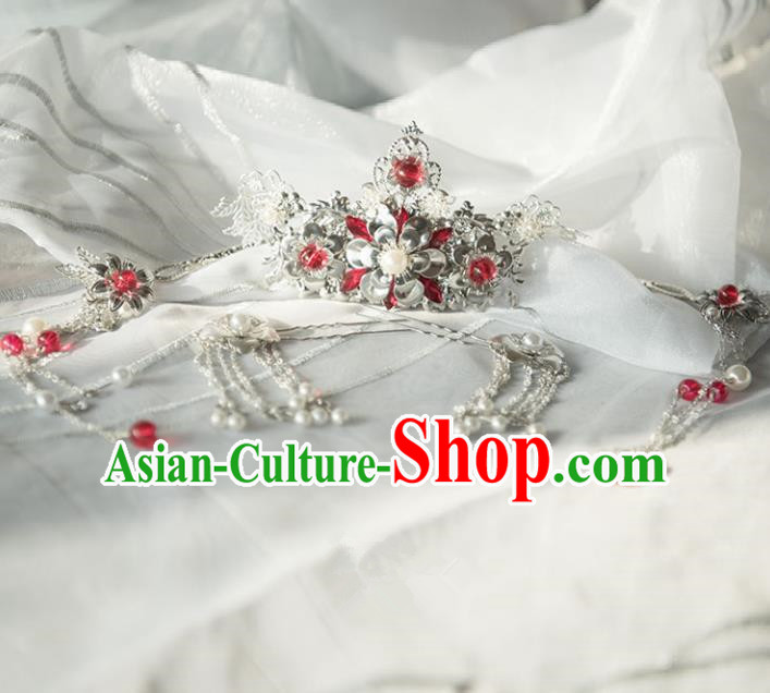 Chinese Ancient Princess Hair Coronet Tassel Hairpins Traditional Hanfu Hair Accessories for Women