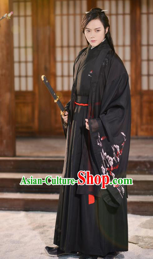 Traditional Chinese Jin Dynasty Knight Historical Costume Ancient Swordsmen Hanfu Clothing for Men