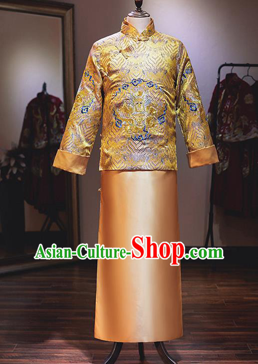 Chinese Traditional Wedding Costume Ancient Bridegroom Embroidered Tang Suit Clothing  for Men