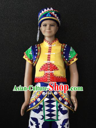 Chinese Traditional Hani Nationality Embroidered Clothing Ethnic Folk Dance Costume for Kids