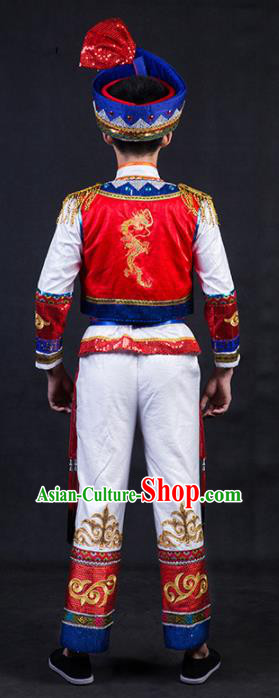 Chinese Traditional Yao Nationality Clothing Ethnic Bridegroom Folk Dance Costume for Men