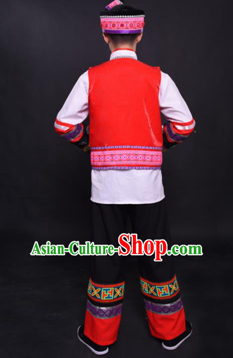 Chinese Traditional Ethnic White Costume Yao Nationality Festival Folk Dance Clothing for Men