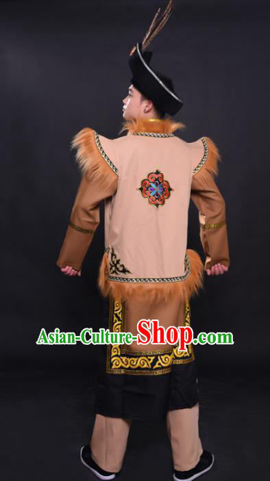 Chinese Traditional Ethnic Prince Costume Qiang Nationality Festival Folk Dance Clothing for Men