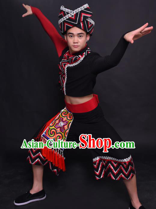 Chinese Traditional Ethnic Costume Maonan Nationality Festival Folk Dance Clothing for Men