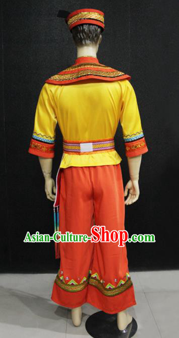 Chinese Traditional Ethnic Bridegroom Folk Dance Costume Zhuang Nationality Festival Clothing for Men