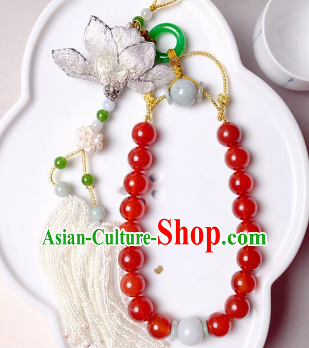 Chinese Traditional Jewelry Accessories Classical Agate Beads Tassel Brooch for Women