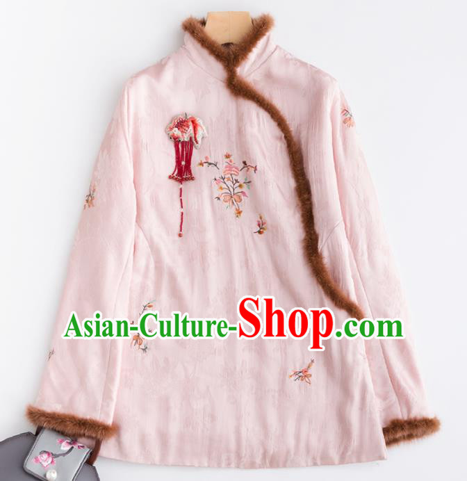 Chinese Traditional Tang Suit Cotton Wadded Jacket National Costume Upper Outer Garment for Women