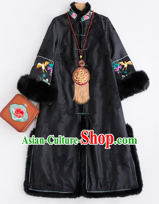 Chinese Traditional Tang Suit Black Dust Coat National Costume Upper Outer Garment for Women