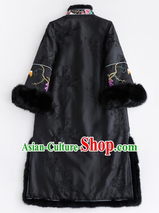 Chinese Traditional Tang Suit Black Dust Coat National Costume Upper Outer Garment for Women