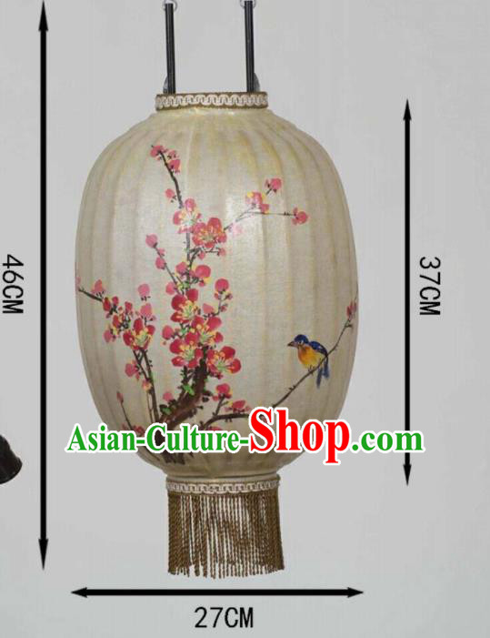 16 Inch Chinese Traditional Handmade Lantern Painting Plum Blossom Bamboo Weaving Palace Lanterns