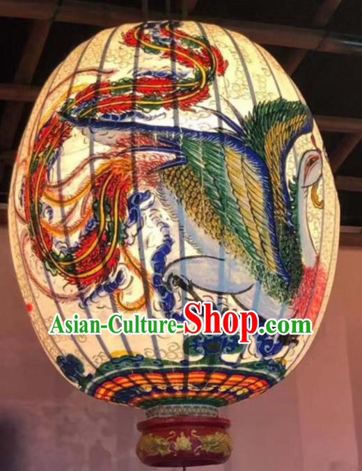 Chinese Traditional New Year Hanging Lantern Handmade Painting Phoenix Palace Lanterns