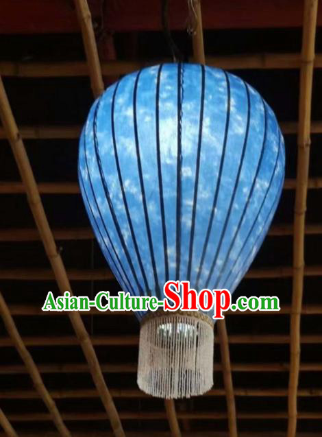 Chinese Traditional New Year Hanging Lantern Handmade Blue Vase Palace Lanterns