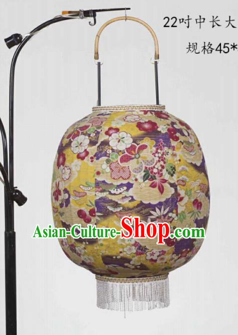 Chinese Traditional New Year Hanging Lantern Handmade Printing Flowers Yellow Palace Lanterns