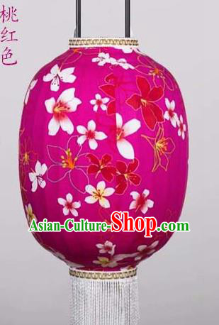 Chinese Traditional Printing Tung Flower Rosy Hanging Lantern Handmade Craft New Year Palace Lanterns