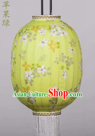 Chinese Traditional Printing Tung Flower Yellow Hanging Lantern Handmade Craft New Year Palace Lanterns