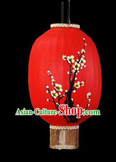 Chinese Traditional Ink Painting Plum Blossom Lantern Handmade New Year Red Palace Lanterns