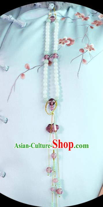 Chinese Traditional Jewelry Accessories Classical Beads Pressure Front Tassel Brooch for Women