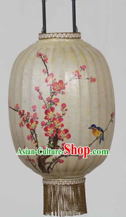 Chinese Traditional Ink Painting Plum Blossom Bird Lantern Handmade New Year Palace Lanterns