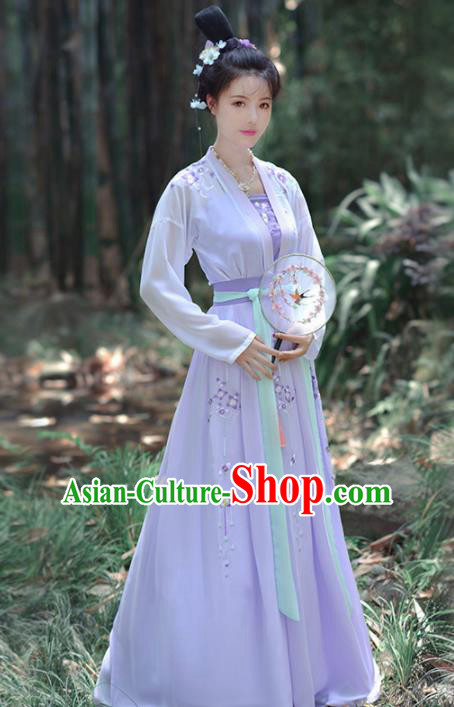 Chinese Ancient Imperial Concubine Embroidered Traditional Hanfu Dress Tang Dynasty Palace Historical Costume for Women