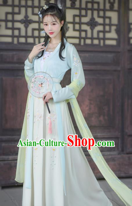 Chinese Ancient Palace Princess Embroidered Traditional Dress Tang Dynasty Historical Costume for Women