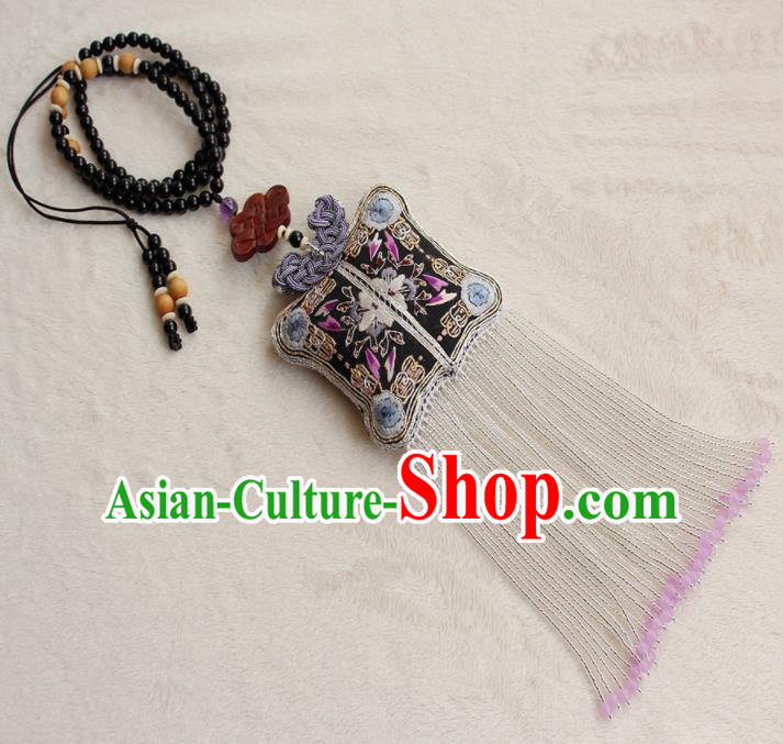 Chinese Traditional Waist Accessories Classical Sachet Embroidered Tassel Pendant for Women