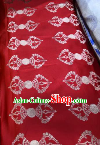 Chinese Traditional Buddhism Pattern Design Red Brocade Silk Fabric Tibetan Robe Fabric Asian Material