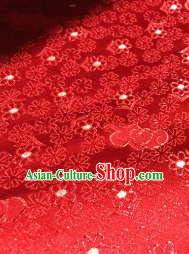 Chinese Traditional Buddhism Flowers Pattern Design Red Brocade Silk Fabric Tibetan Robe Fabric Asian Material