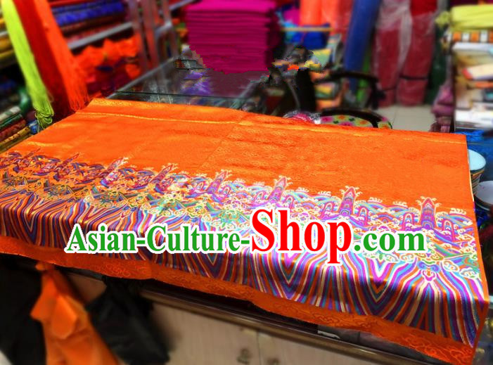 Chinese Traditional Buddhism Pattern Design Golden Brocade Silk Fabric Tibetan Robe Satin Fabric Asian Material