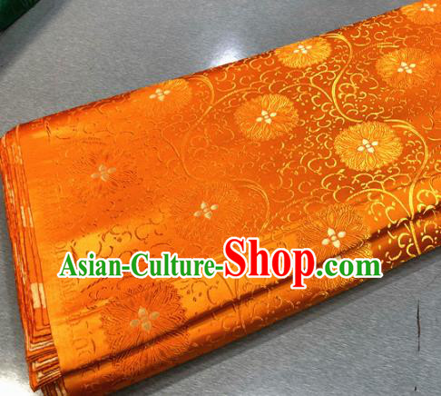 Chinese Traditional Buddhism Pattern Design Orange Brocade Silk Fabric Tibetan Robe Satin Fabric Asian Material