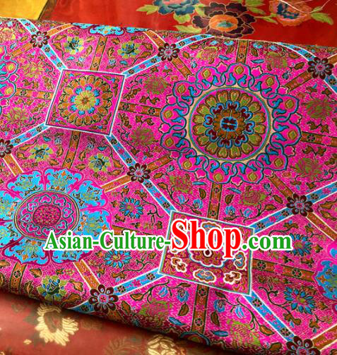 Chinese Traditional Buddhism Pattern Design Rosy Brocade Silk Fabric Tibetan Robe Satin Fabric Asian Material