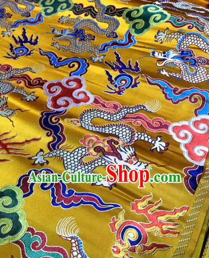 Chinese Traditional Buddhism Cloud Dragons Pattern Design Golden Brocade Silk Fabric Tibetan Robe Satin Fabric Asian Material