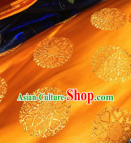 Chinese Traditional Buddhism Pattern Golden Brocade Silk Fabric Tibetan Robe Satin Fabric Asian Material