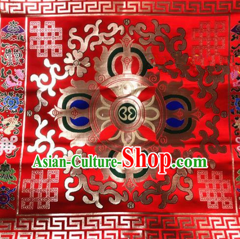 Chinese Traditional Buddhism Vajry Pestle Pattern Red Brocade Silk Fabric Tibetan Robe Satin Fabric Asian Material