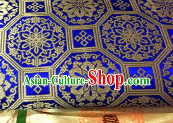 Chinese Traditional Buddhism Rosette Pattern Royalblue Brocade Silk Fabric Tibetan Robe Satin Fabric Asian Material