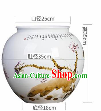 Chinese Jingdezhen Ceramic Hand Painting Lotus Fambe Vase Handicraft Traditional Porcelain Vase