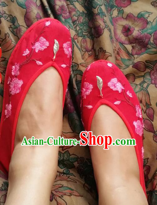 Chinese National Red Shoes Traditional Wedding Cloth Shoes Hanfu Shoes Embroidered Shoes for Women