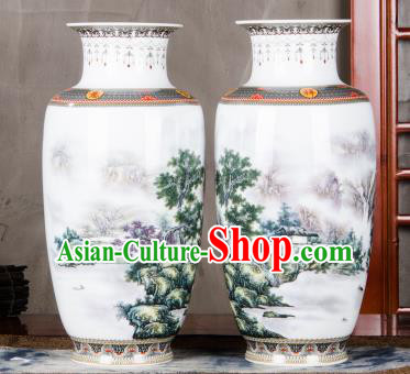 Chinese Traditional Printing Pine Enamel Vase Jingdezhen Ceramic Handicraft