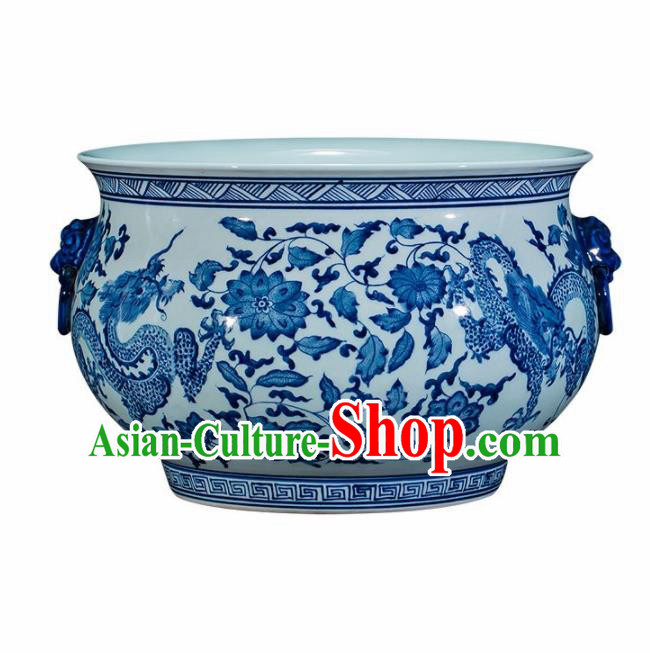 Chinese Jingdezhen Ceramic Painting Dragon Enamel Pot Handicraft Traditional Porcelain Vase