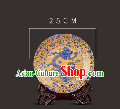 Chinese Traditional Hand Painting Dragon Decoration Enamel Dish Jingdezhen Ceramic Handicraft