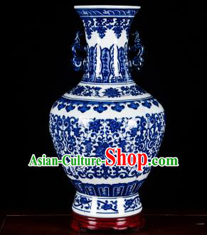 Chinese Jingdezhen Ceramic Craft Twine Pattern Vase Enamel Handicraft Traditional Porcelain Vase